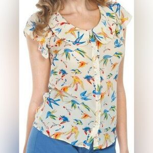Beach Bash Vintage-looking Short Sleeve Blouse size XL